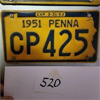 1951 PA License Plate
