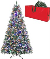 $100  7.5ft Prelit Flocked Christmas Tree | Pre-De