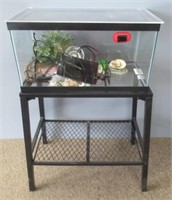 Fish tank on stand. Tank Measures: 13" H x 24" W