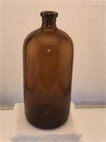 Owens Bottle Co XL Amber Glass Apothecary Bottle