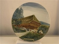 Vintage Majolica High Relief Mountain Chalet Plate