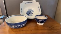3 blue bowls