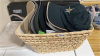 Basket of caps and gloves