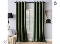 MIULEE Velvet Curtains Olive Green Elegant Grommet