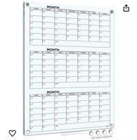 Glass Whiteboard Calendar 34x46" Quarterly