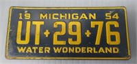1954 License Plate. Rare.