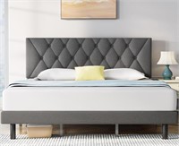 Queen Upholstered Bed Frame - Dark Grey