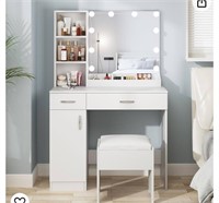 Fameill White Vanity Desk with Mirror and