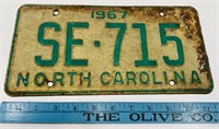 1967 NC License Plate