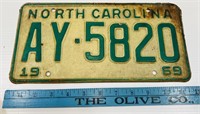 1969 NC License Plate