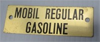 Mobil Regular Gasoline Brass Plaque.