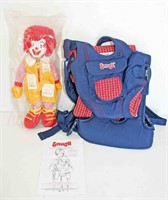 Ronald McDonald Cloth Doll, 15"H Snugli Carrier