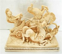 Carved Knight w/ Horse Drawn Chariot A. Santini