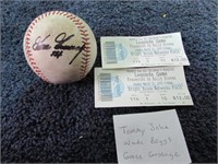 SIGNED BASEBALL -- TOMMY JOHN, WADE BOGGS &