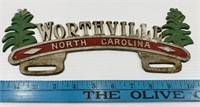 Vintage Worthville NC License Plate Topper -
