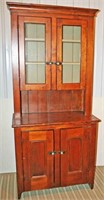 Country Step Back Cupboard w/ 2-Glass Pane