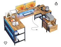 U Shaped Desk with File Drawer, 82.6" U Shaped Des