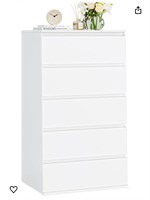 FOTOSOK White Dresser, 5 Drawer Dresser Tall