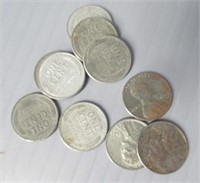 (10) Steel Pennies in Circulated Condition.