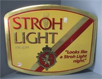 Cardboard Stroh Light sign. Measures: 13" H x 17"