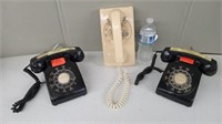 3 ROTARY PHONES 2-DESK/TABLE & 1-WALL