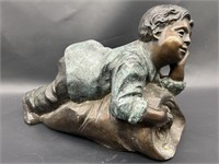 Boy on a Log Bronze Sculpture