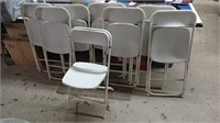 8 FOLDING PLASTIC AND METAL WHITE CHAIRS