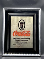 Framed Coca-Cola Sign