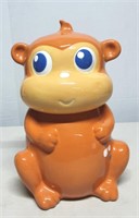 Orange Monkey With Blue Eyes Ceramic Cookie Jar
