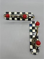 (2) MacKenzie-Childs Courtly Check Wall Hooks