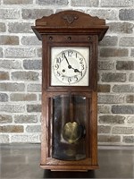 Time & Strike Antique Wall Clock w/ Key
