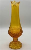 Amber Pressed Glass 11in Footed Vase