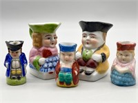 (5) Miniature 
Toby Jugs, 2 are Occupied Japan