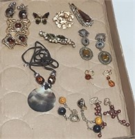 Costume Jewelry Lot  Amber Shades