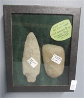 Prehistoric Stone Point and Scraper. Ex. Dr.