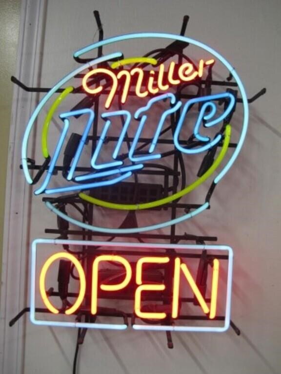 MILLER LIE NEON SIGN IN WORKING CONDITION