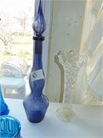 Art Glass Bottle & Swung Vase