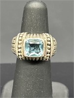 Sterling Silver w/ Aquamarine Ring, 
Size 4