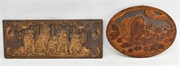 2 Flemish Carved & Burned Wooden Art Plaques