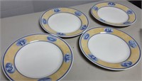 Yellow/Blue American Heritage Dinner Plates S/4