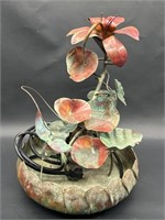 Copper Fountain w/ Hummingbird & Flower Pump