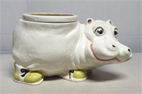 White Ceramic Hippo Planter