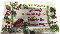 Decorative Holly & Berries Cardinal Family Platter