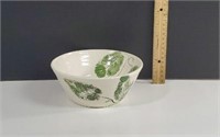 Vintage White Stoneware Bowl with Hand Painted