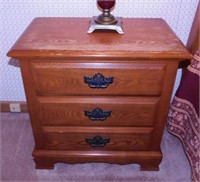 Oak 3 drawer bedside table night stand,