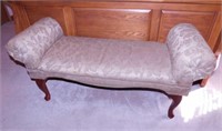 Upholstered bed bench w/ Queen Anne style legs,
