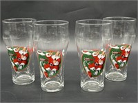 (4) Vintage Coca-Cola Santa Claus Glasses