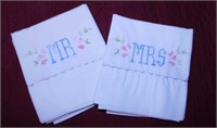 3 pair of hand embroidered pillowcases
