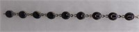 Vintage Sterling Silver and Onyx Stone Bracelet.