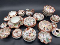 Vintage Japanese Dishes w/ Hand Painted Figures